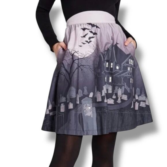 ModCloth Haunted House Halloween Skirt M
Spooky Graveyard Cotton Lined Medium - Picture 11 of 15